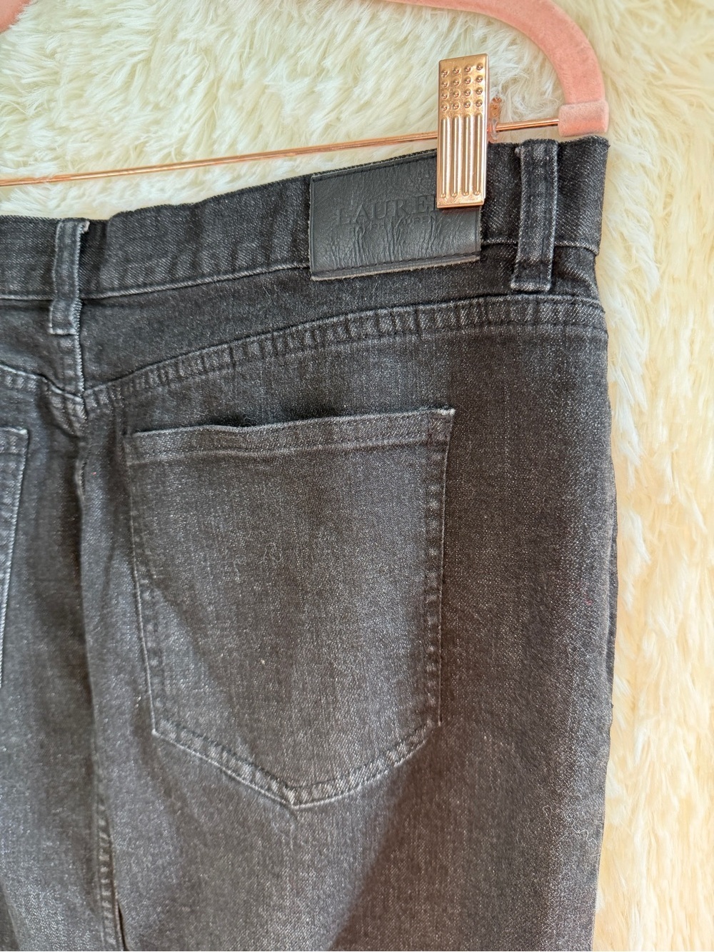 Lauren Ralph Lauren Boho Jean Midi Pencil Skirt 10 Black Wash Denim Front Slit - Picture 5 of 7